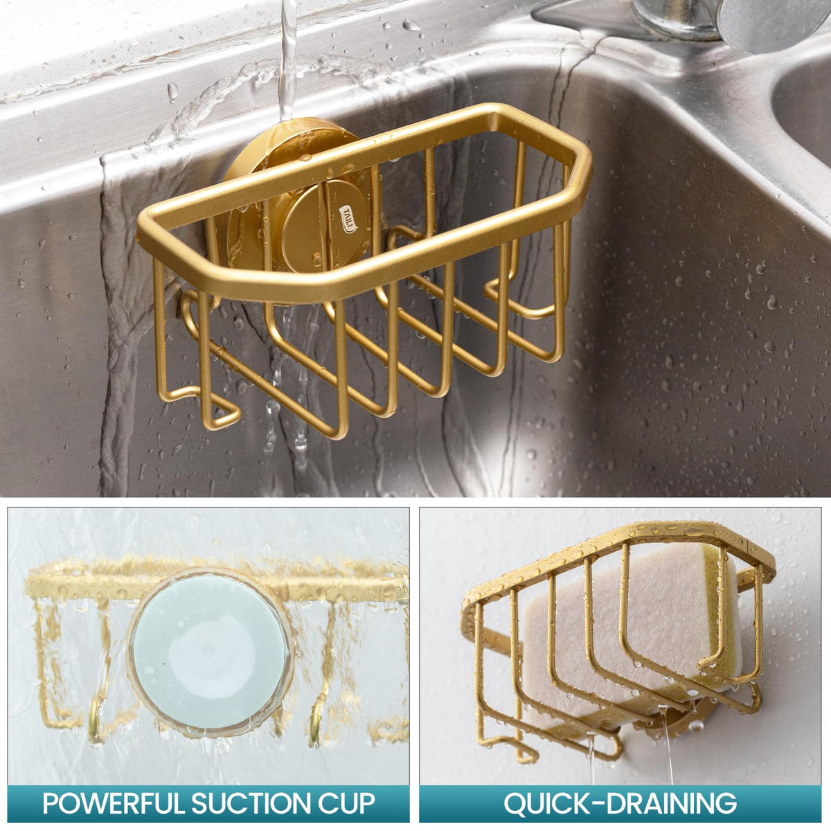 TAILI kitchen sink organizer installed on tile or metal surfaces for tidy spaces.