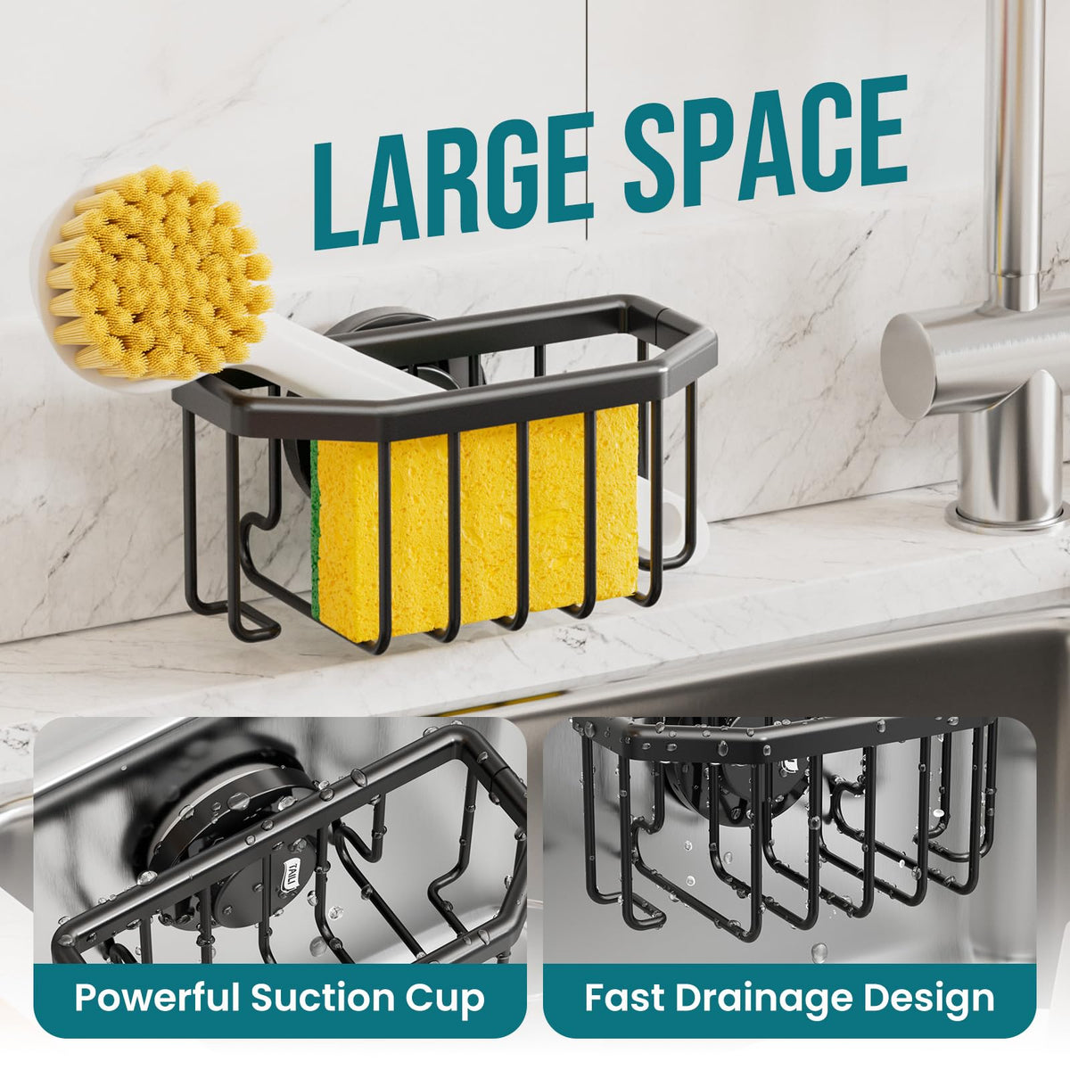 TAILI large-capacity caddy holds multiple sponges and tools