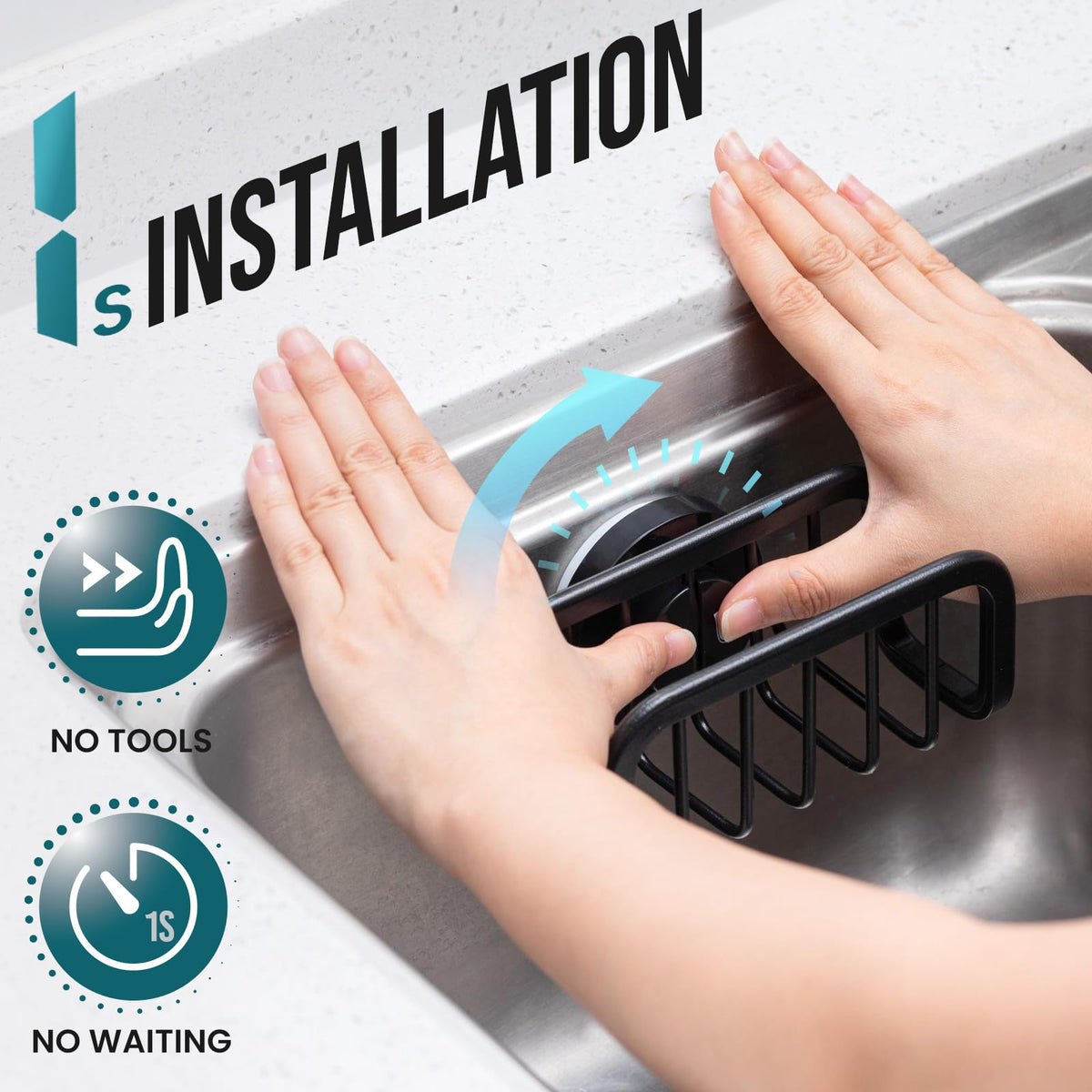 TAILI rustproof aluminum sink caddy keeps sponges dry and rust-free.