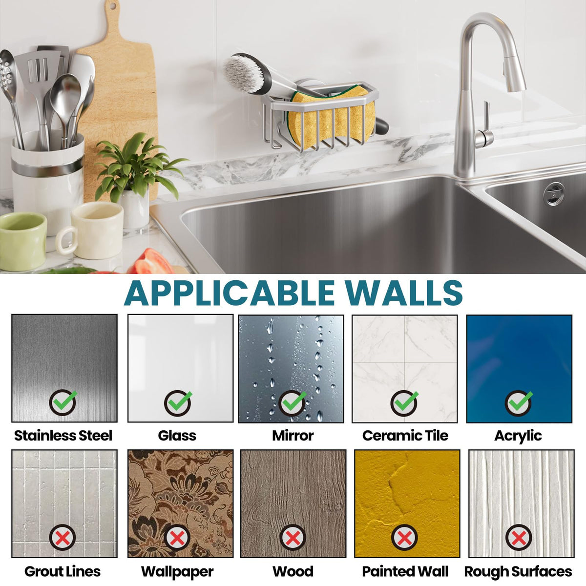 TAILI rustproof aluminum construction provides durable kitchen organization.