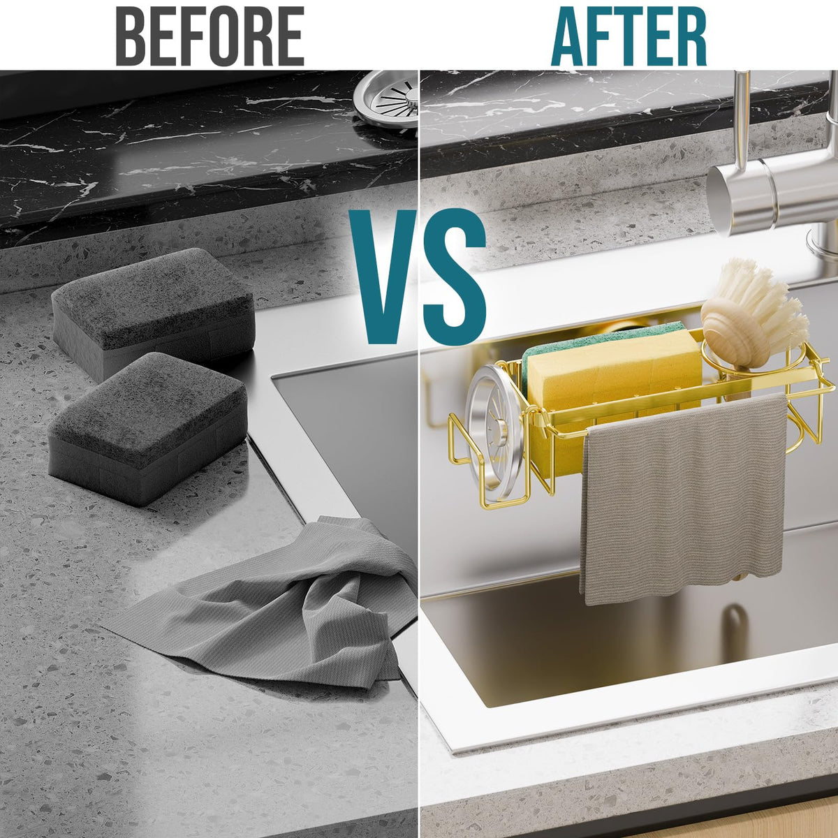 TAILI compact sink caddy maximizes small spaces while keeping essentials within reach