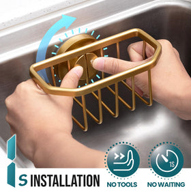TAILI sink caddy in rustproof aluminum showcases durable kitchen storage.