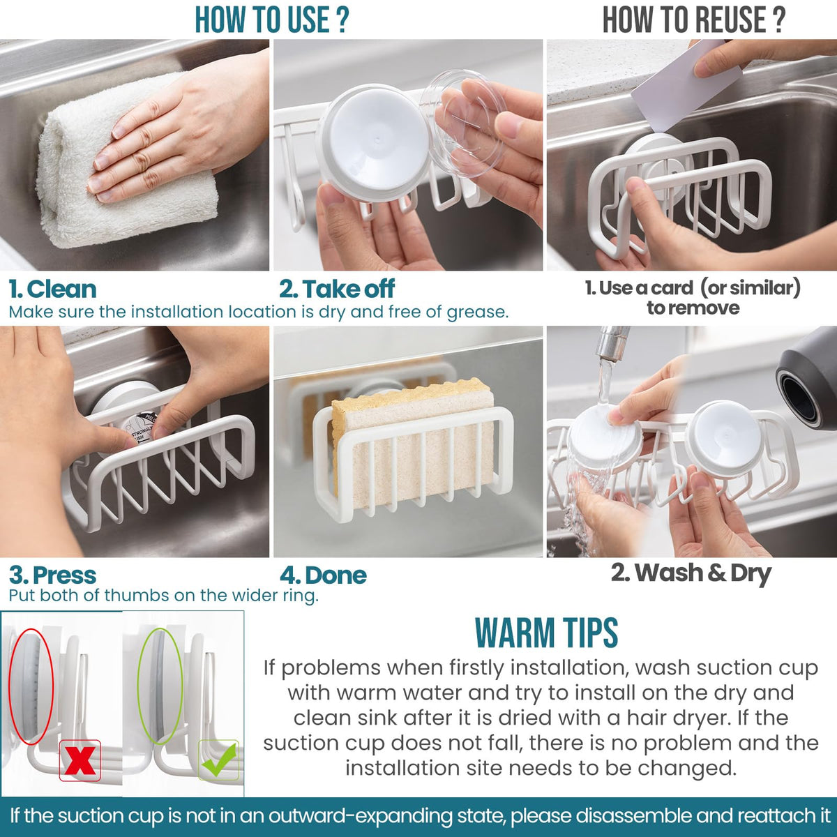 TAILI space-saving storage fits small sink areas and reduces clutter.