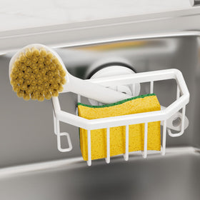 TAILI sponge holder with strong suction cup attached to a sink edge for easy access.