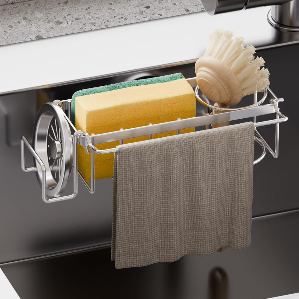 TAILI sponge holder with strong suction cup keeps sponges within reach and dries quickly.