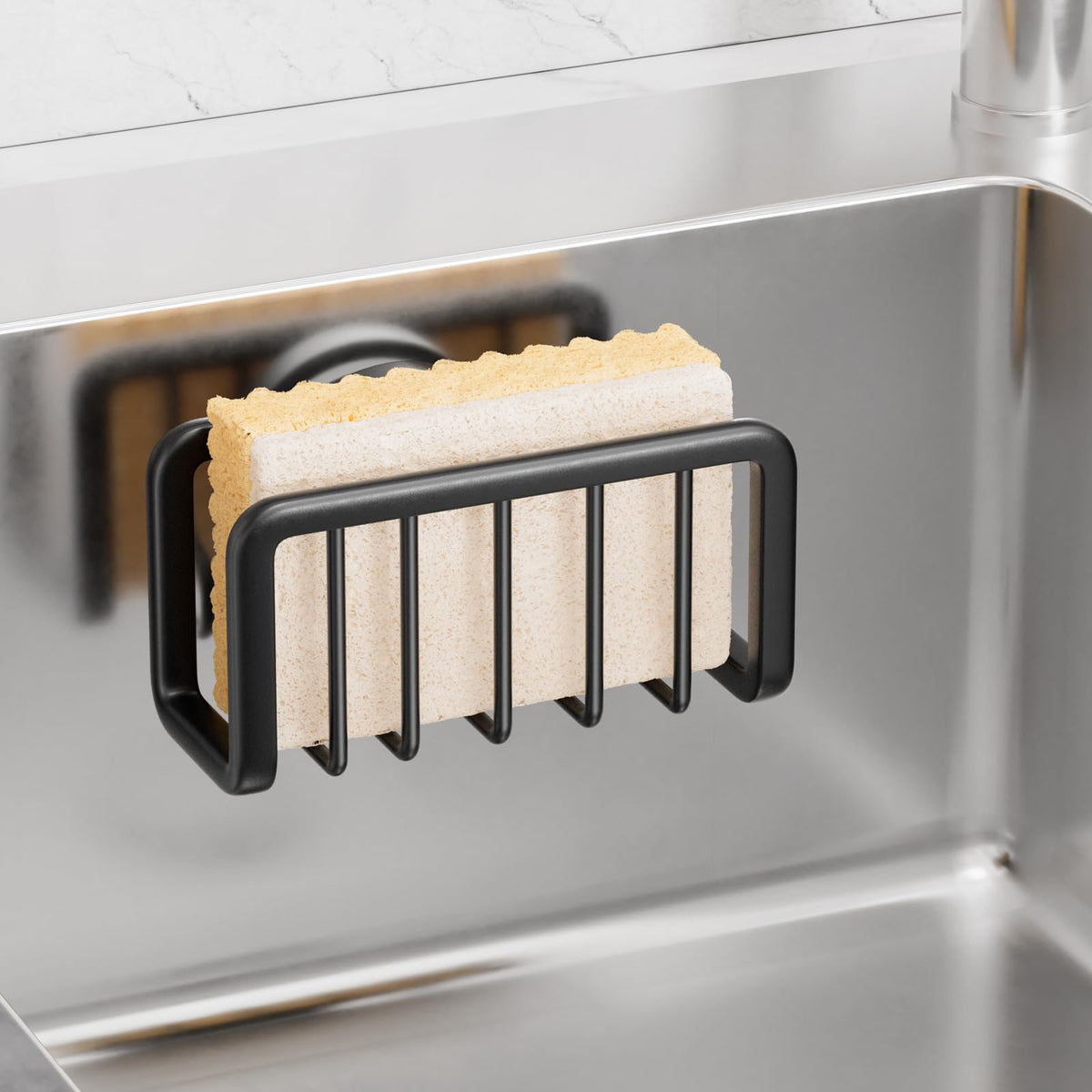 TAILI sponge holder with a strong suction cup secures near the sink.