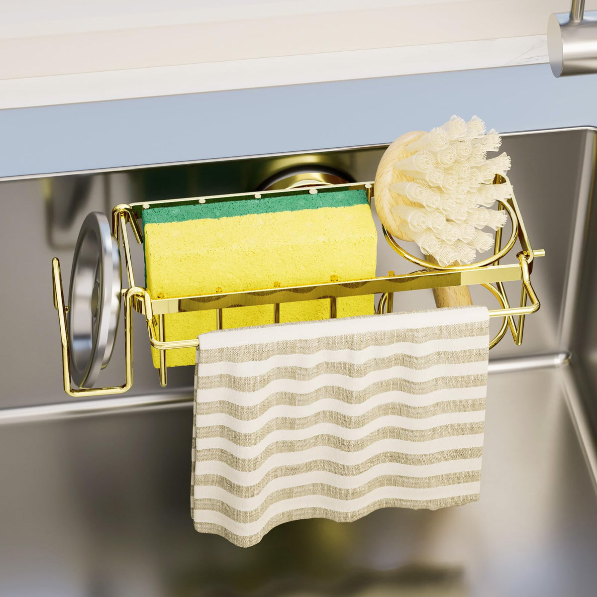 TAILI sponge-holder suction-wall attachment keeps tools organized in wet areas.