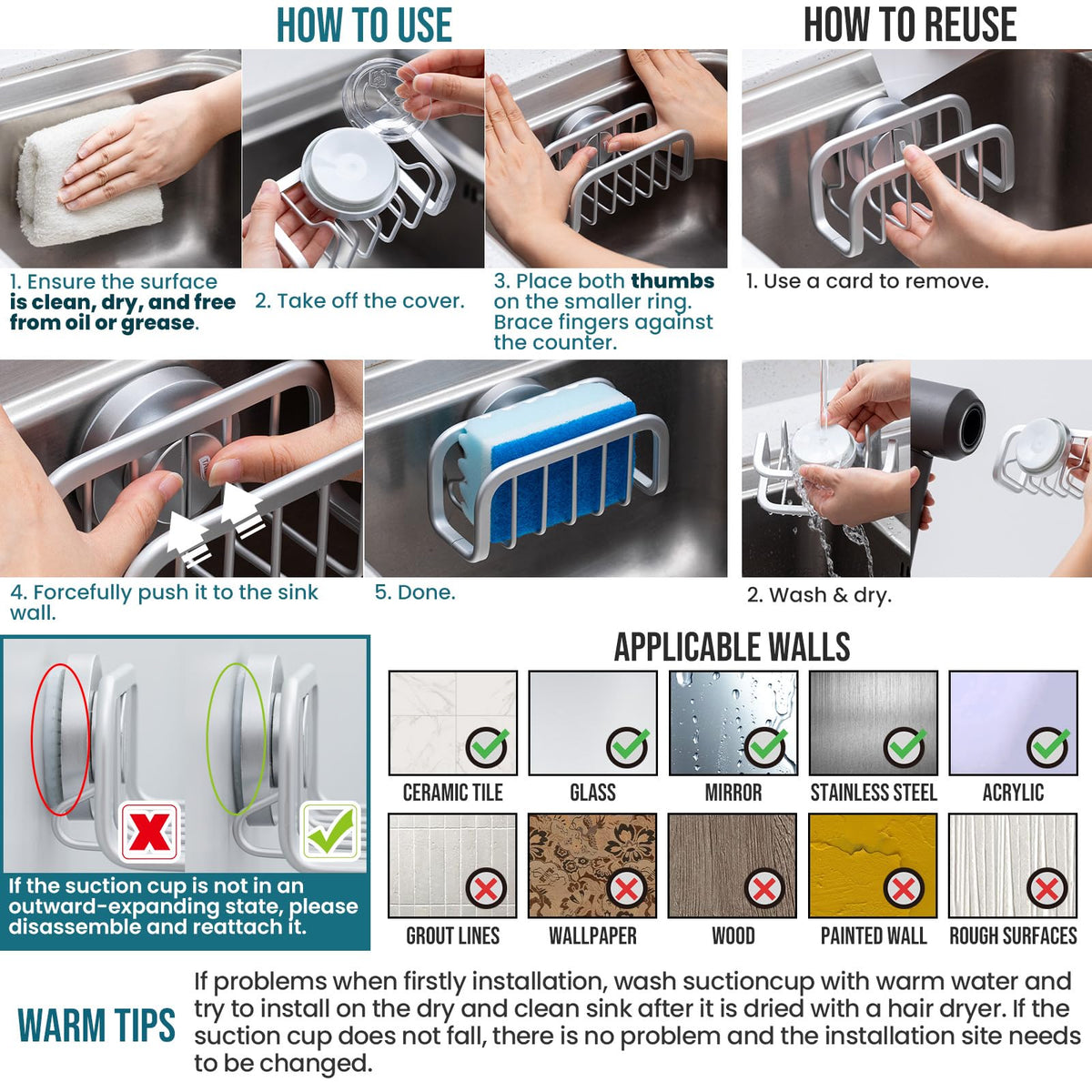 TAILI sponges and dish brush storage keeps daily tools ready