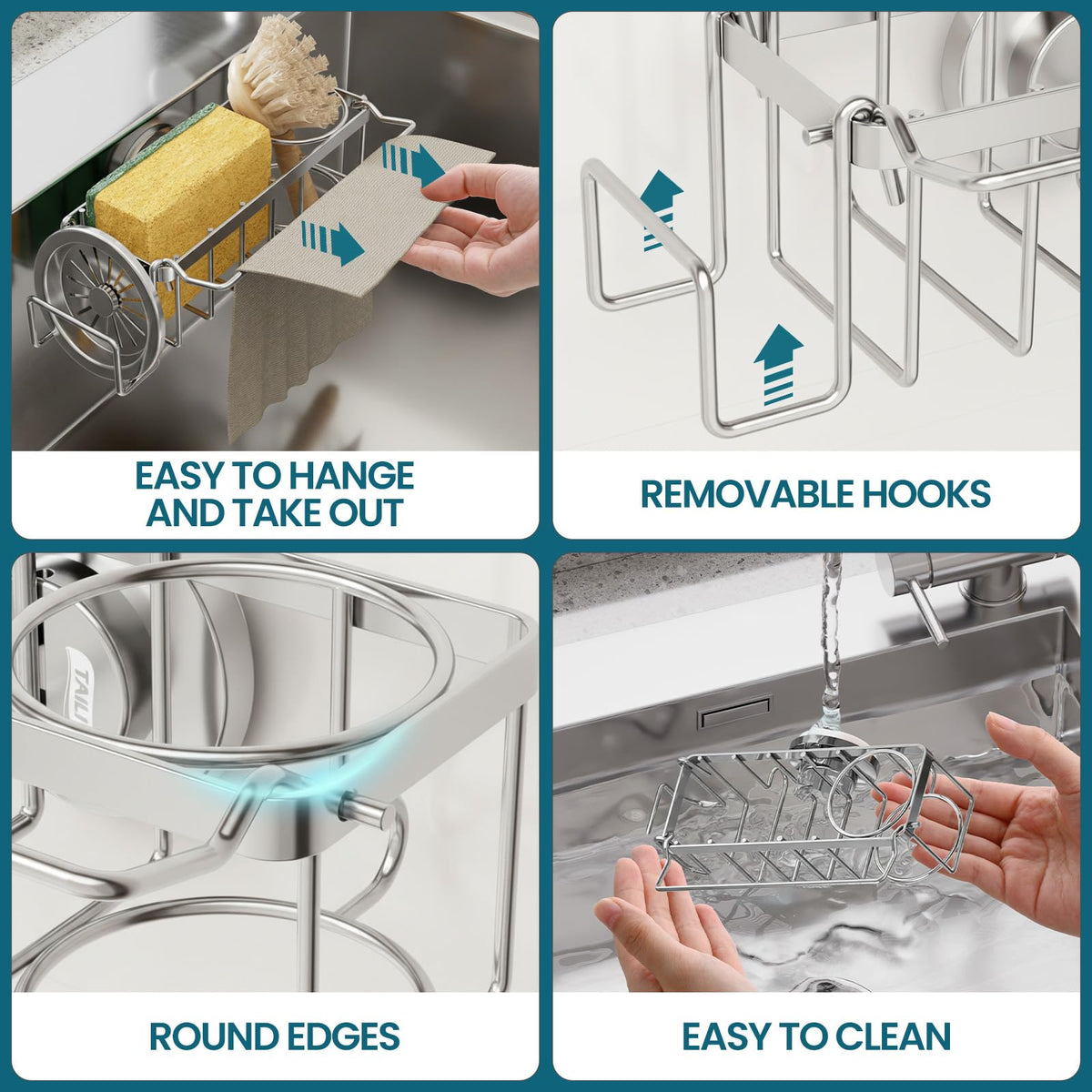 TAILI holds sponges, scrubbers, stoppers, and essentials in one tidy place.
