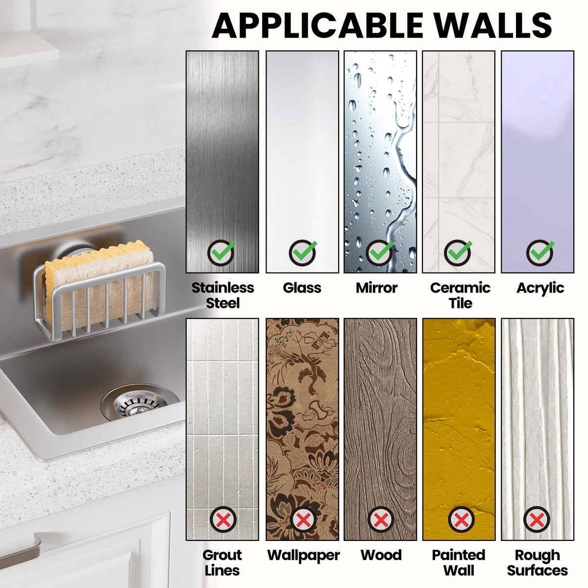 TAILI water-resistant design suits wet sink areas and daily rinsing