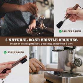 Takavu Coffee Grinder Cleaning Kit steam wand brush small diameter in action