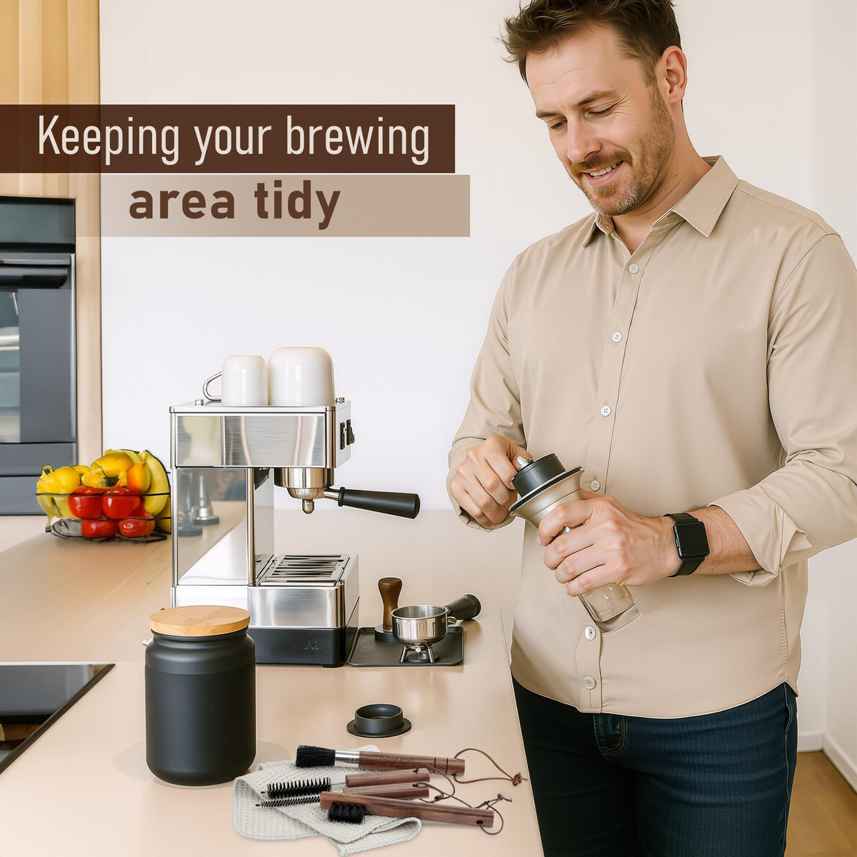 Takavu Coffee Grinder Cleaning Kit compact storage for easy access