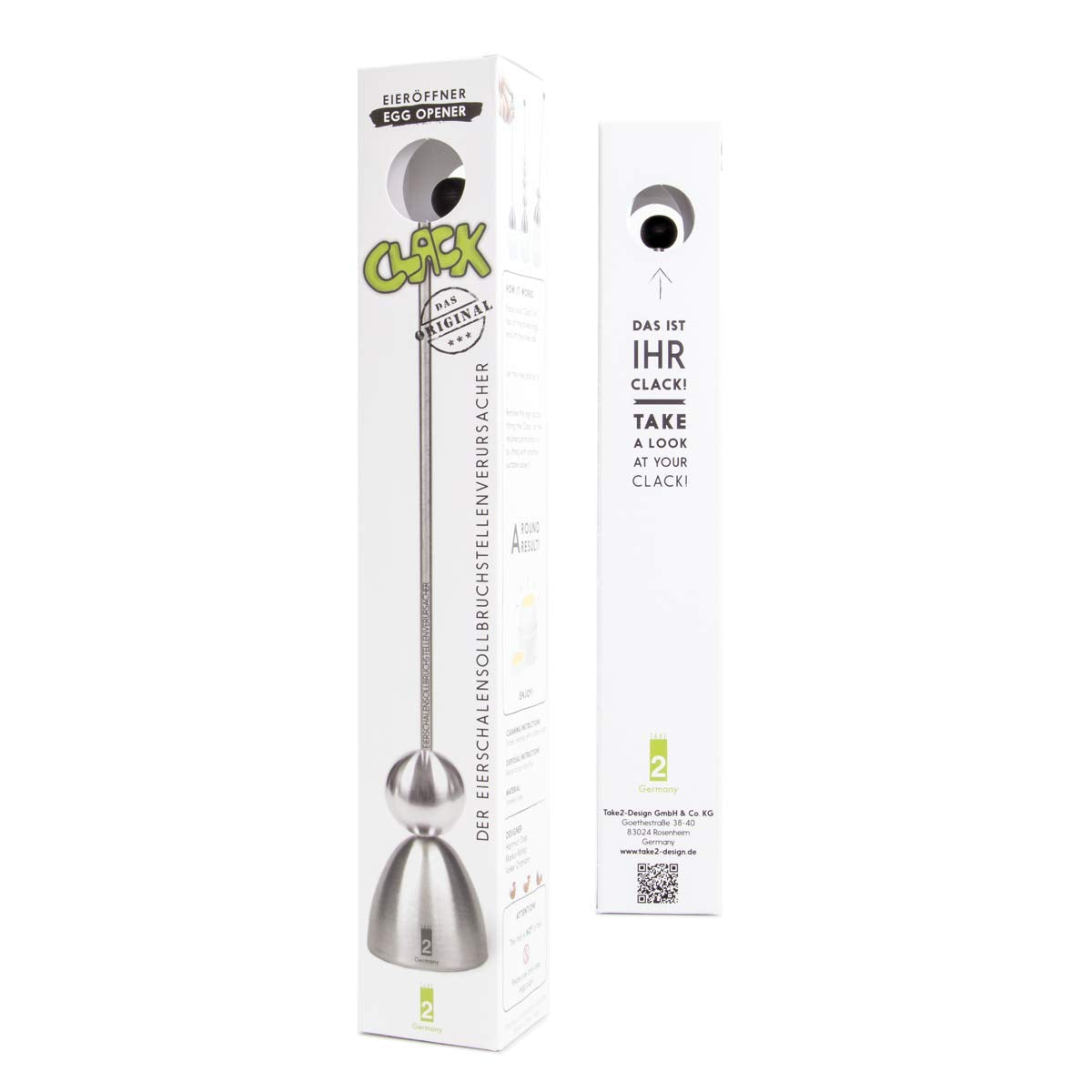 Take 2 Germany Clack Egg Opener stainless steel clacker close up