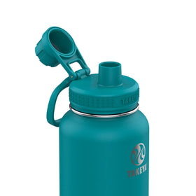 Takeya Actives 32 oz insulated bottle with double-wall steel keeps beverages cold for 24 hours.