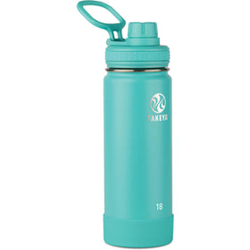 Takeya Actives 18 oz teal bottle front view with cold drink insulation