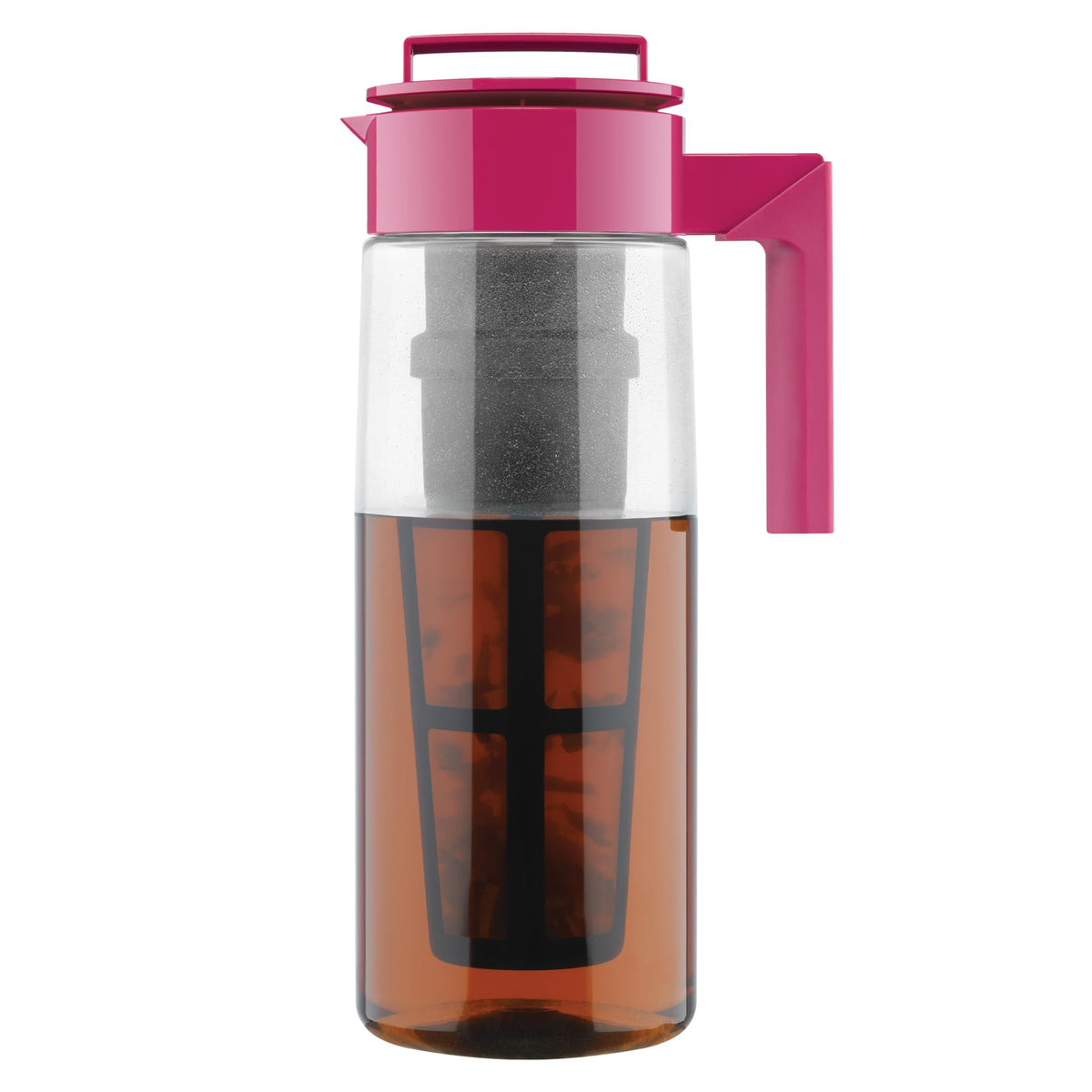 Takeya Flash Chill iced tea maker, front view, compact fridge-friendly design for quick brews.