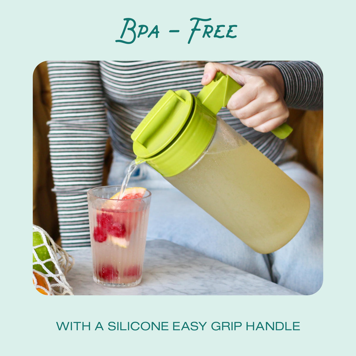Takeya fridge-friendly design fits neatly in the door or shelf for cool beverages.