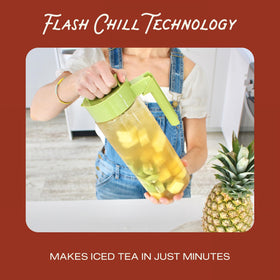 Takeya infuser for loose leaf and bagged tea delivering robust flavor.