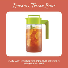 Takeya leakproof lid with handle prevents spills during pouring.