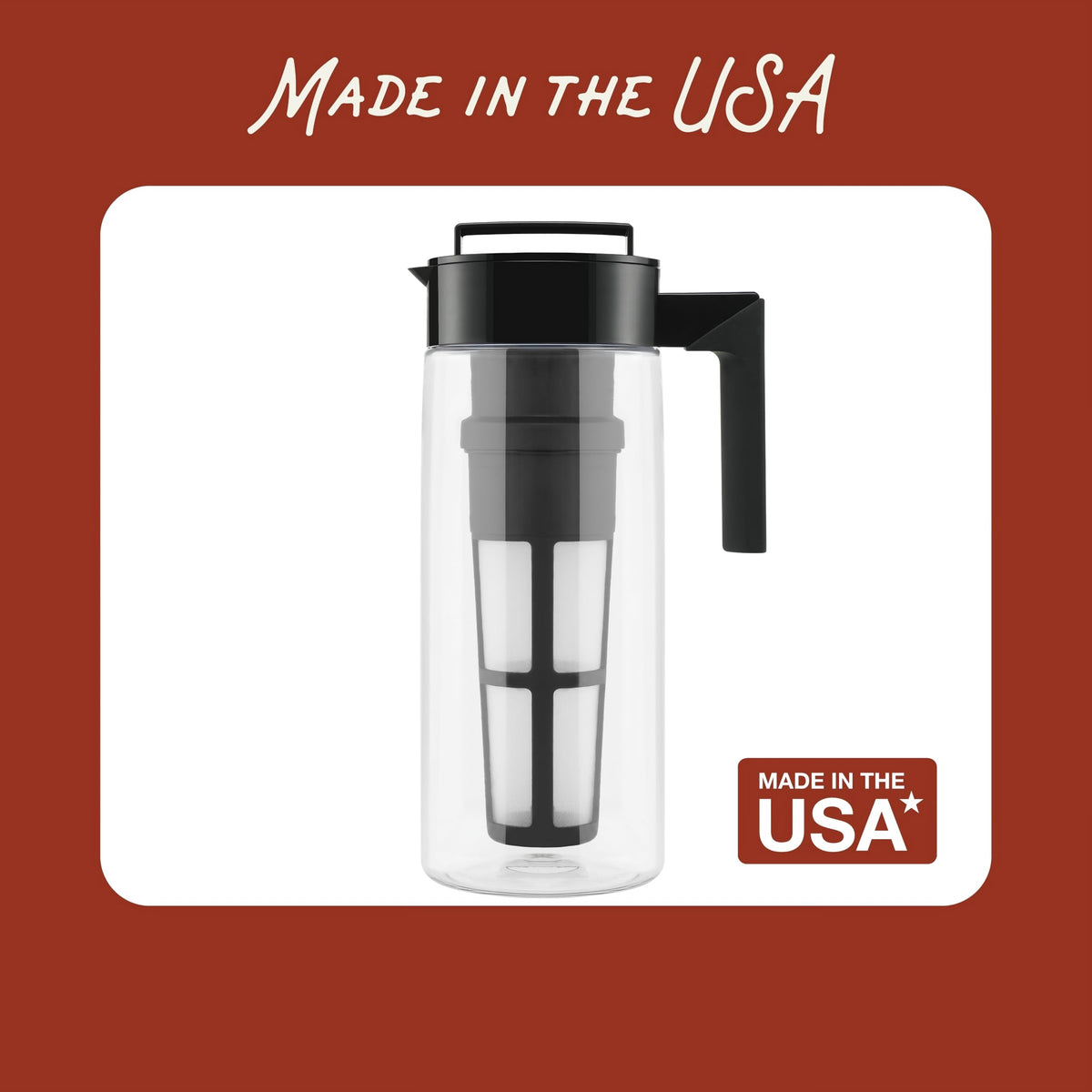 Takeya made in USA logo emphasizing quality craftsmanship and durable construction.