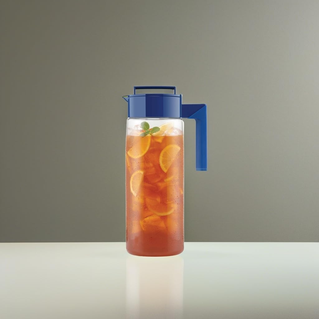 Takeya airtight lid keeps beverages fresh in the fridge.