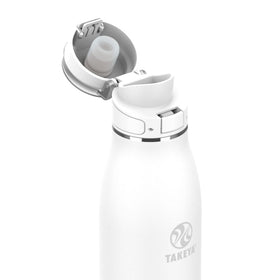 Takeya Traveler flip-lock lid open for smooth one-handed sipping