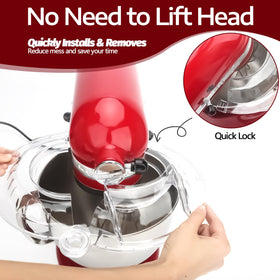 Taladad quick-lock dump hood enables fast, mess-free ingredient loading.