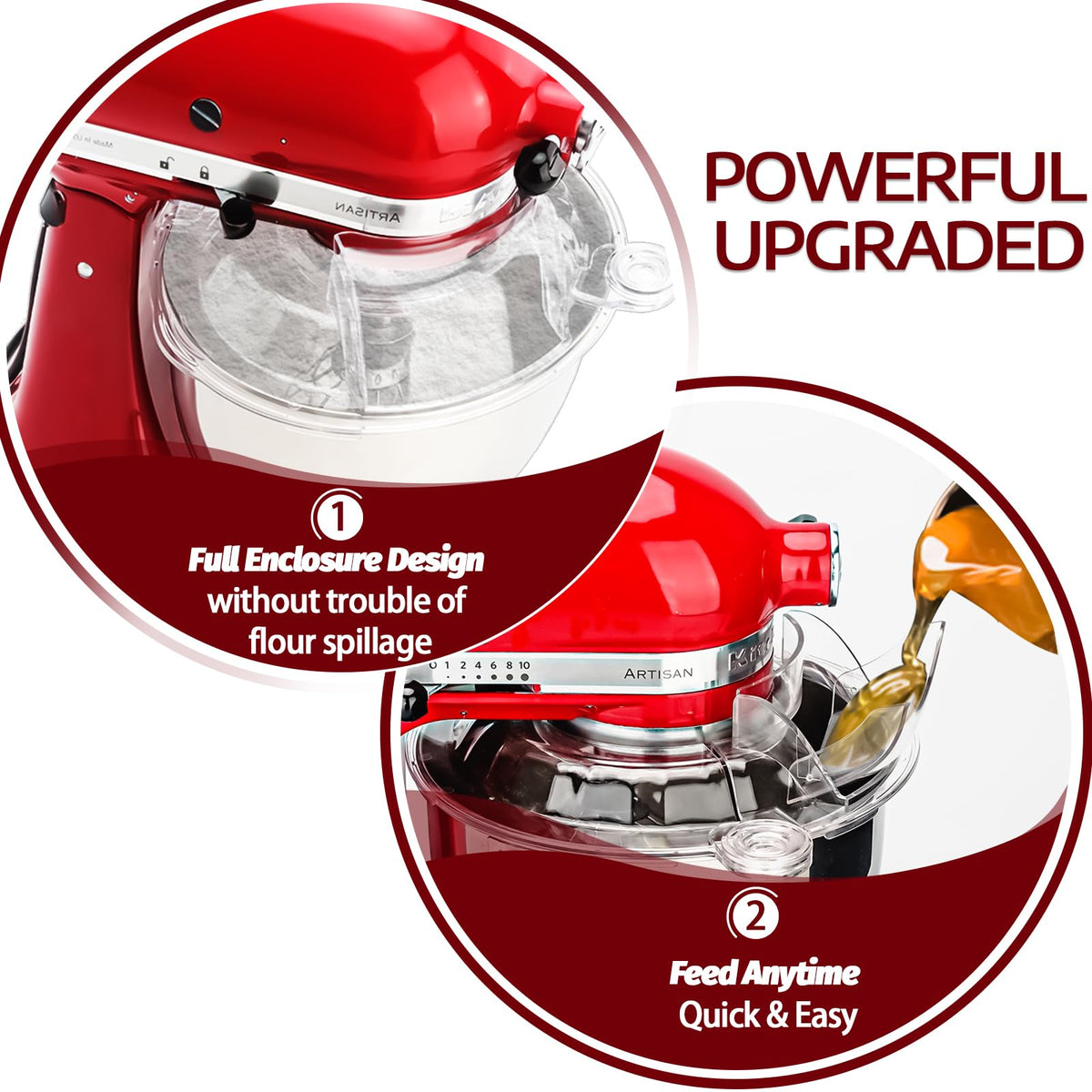 Taladad splatter guard prevents overflow during batter mixing.