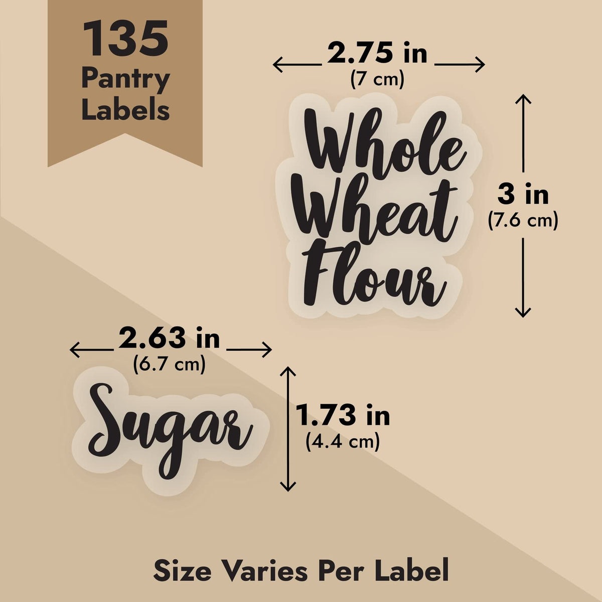 Talented Kitchen jar labels with clear backing blend into decor.