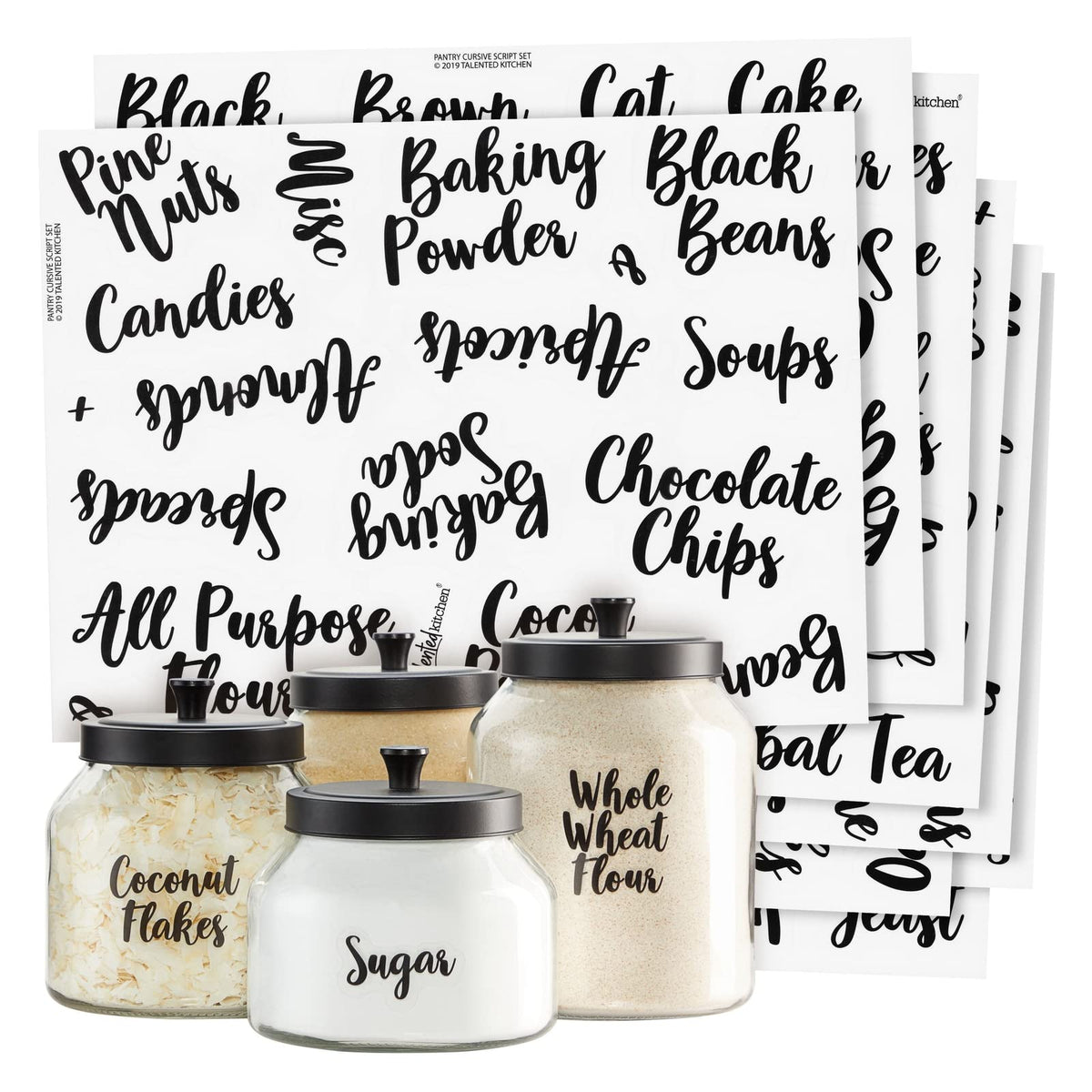 Talented Kitchen pasta label on jars improves pantry readability.