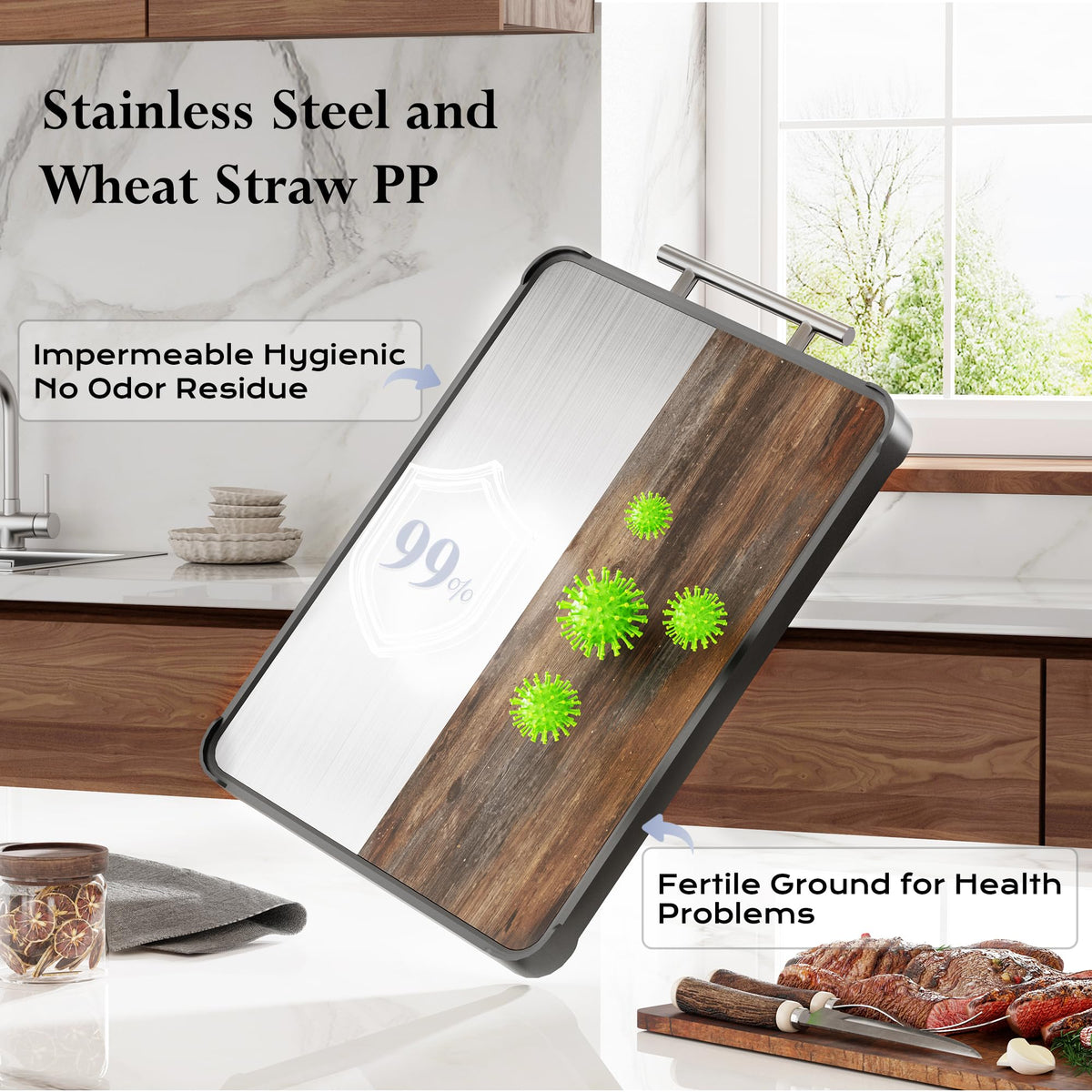 TalingMA dishwasher-safe surface resists juices and odors during quick cleanup.