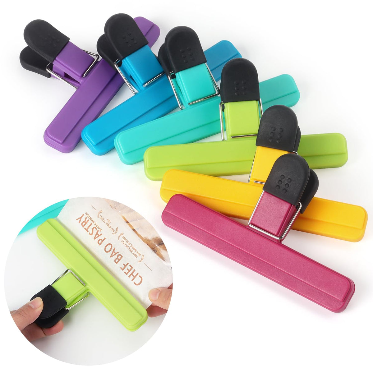 Tamaki chip bag clip in blue seals bags airtight to keep contents fresh.