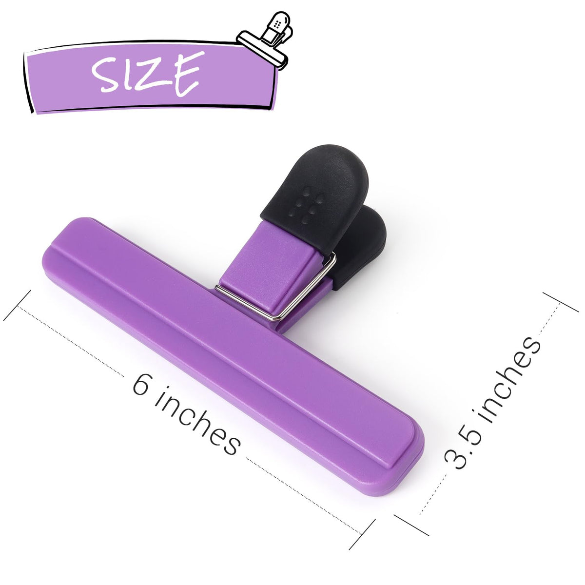 Tamaki chip bag clip with non-slip grip stays clamped during storage.