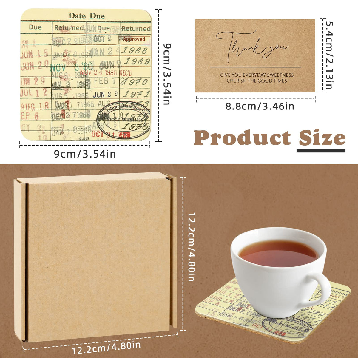 Tanfeine library due date card coaster group ready to decorate a study or library space