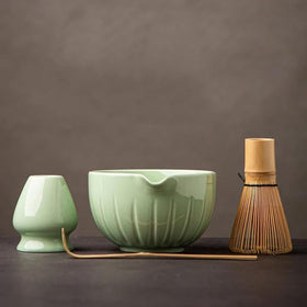 TANG PIN Matcha Set porcelain bowl shows vibrant ceremonial tea color