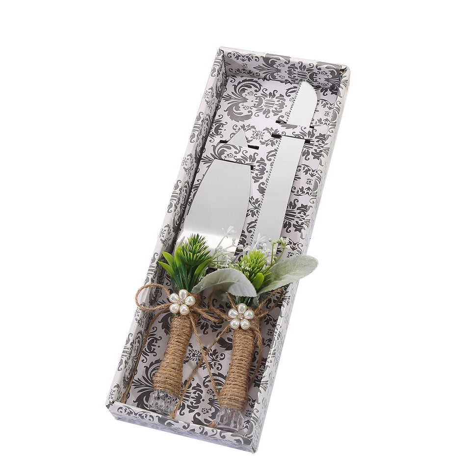 TANG SONG rustic cake knife with leaf handle for elegant wedding dessert service