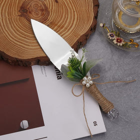Stainless steel blade and resin leaf design for durable wedding cutlery by TANG SONG
