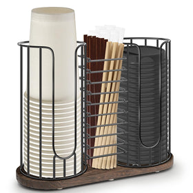 Tanggiteck 3-compartment dispenser keeps cups, lids, and small items organized on the counter.