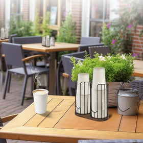 Tanggiteck easy-access profile keeps cups and lids ready.