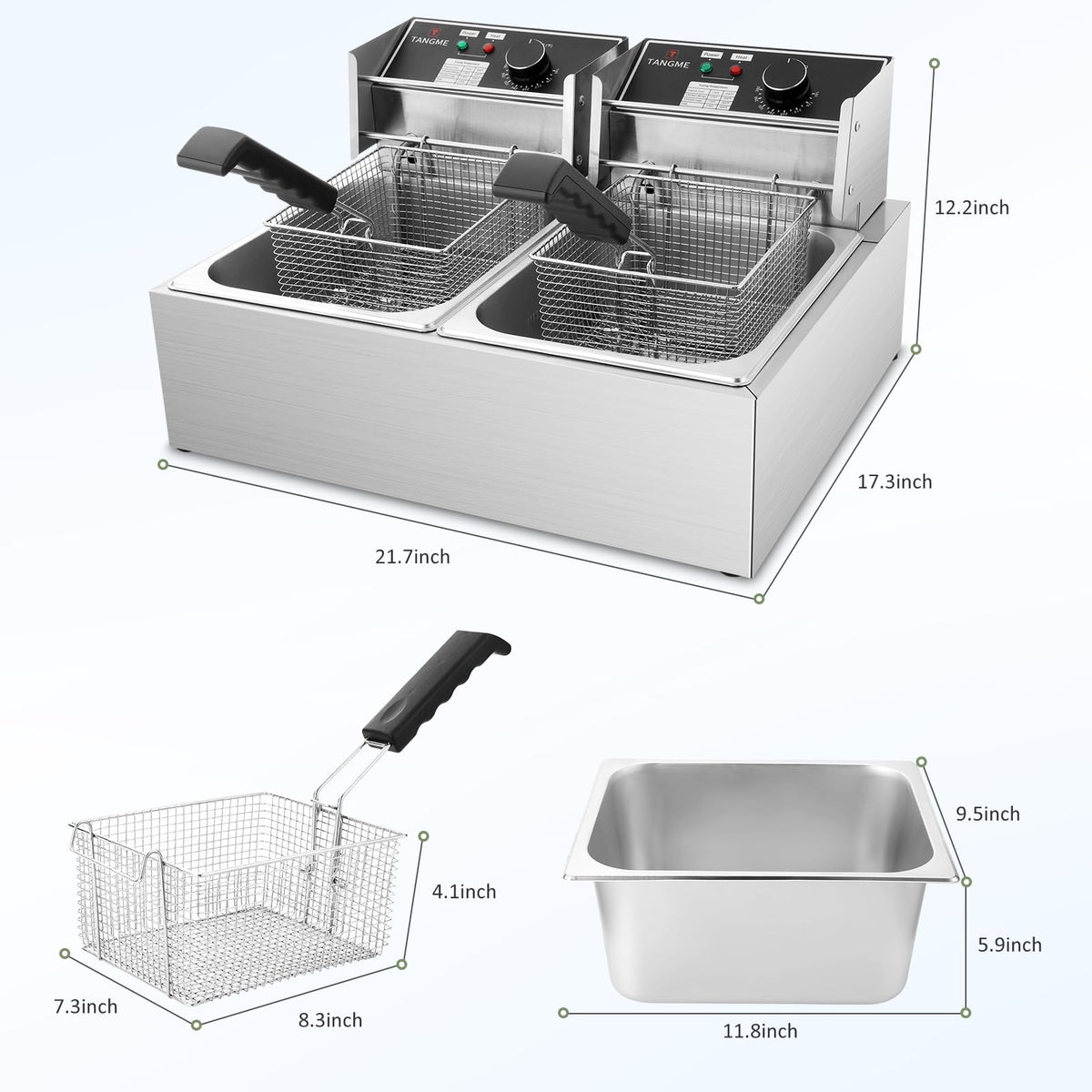 TangMe control panel with temperature controls for precise frying