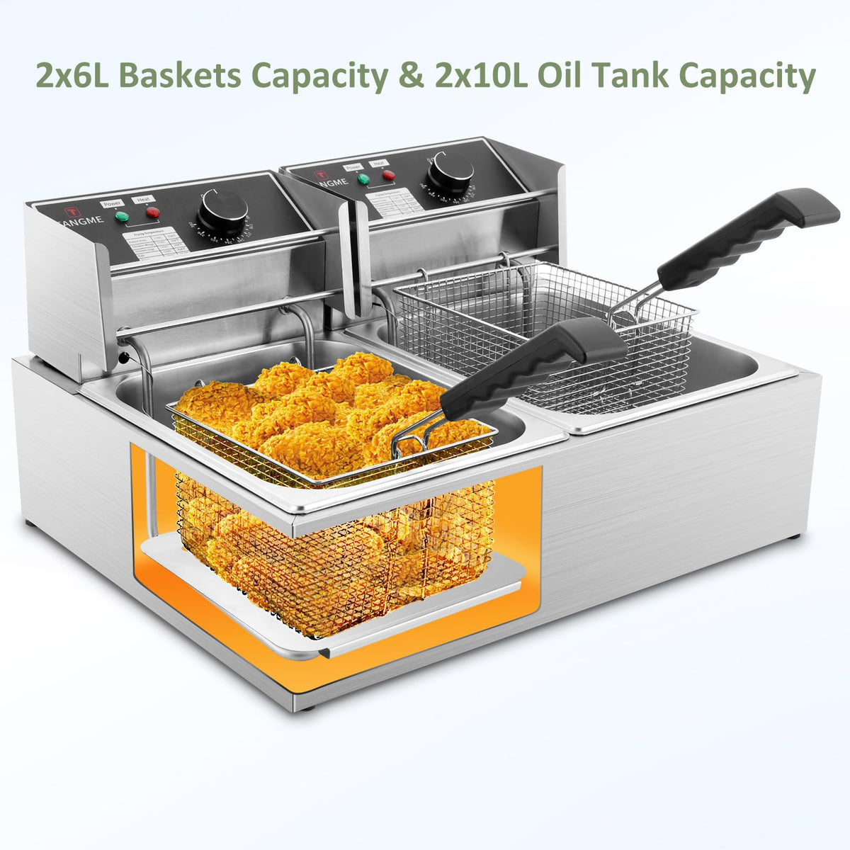 TangMe right basket in use for efficient multi-item frying