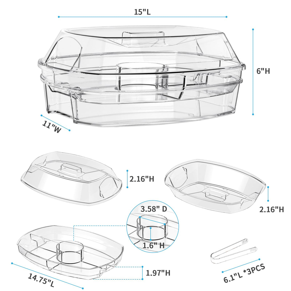 Removable ice container in Tangyinus platter ideal for salad or fruits.