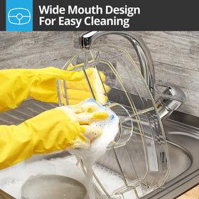 Wide mouth design enables easy cleaning and quick setup.