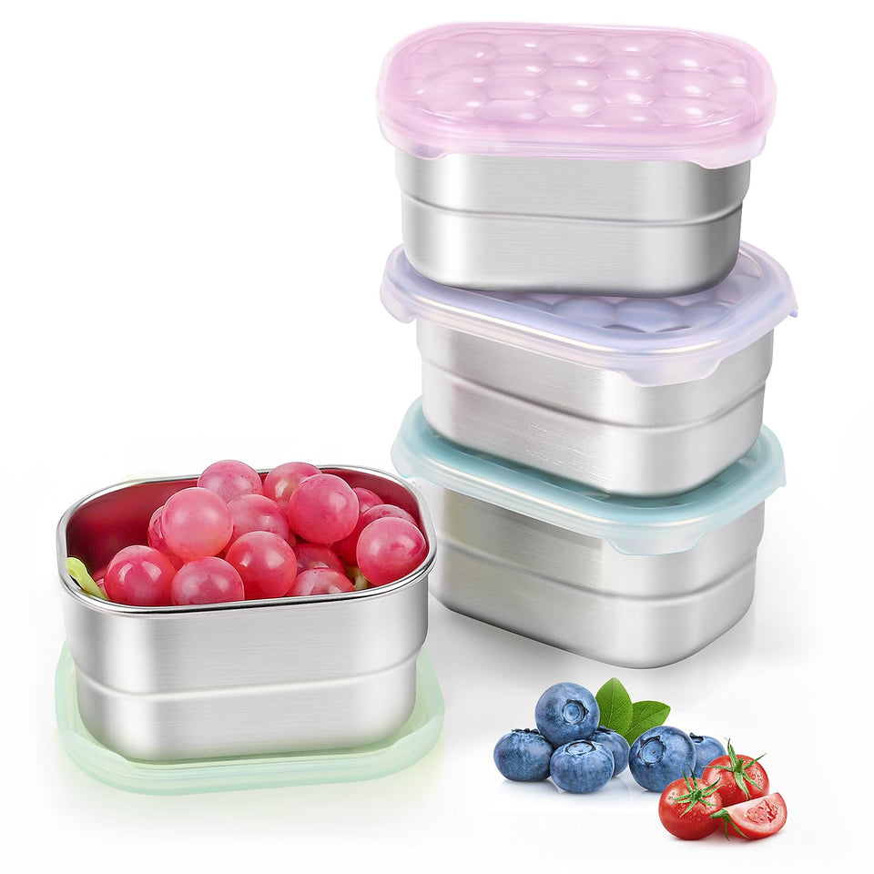 Tanjiae 8oz snack container with silicone lid, leak-proof for kid-friendly on-the-go snacks
