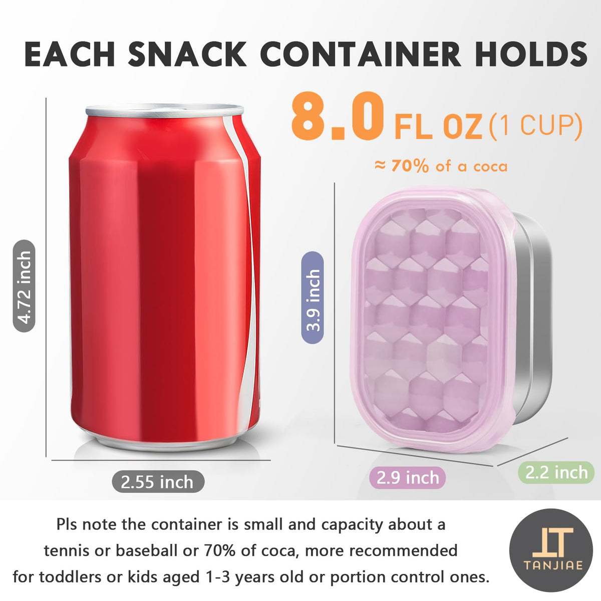 Tanjiae leak-proof kids snack container with lid, portable and easy to seal