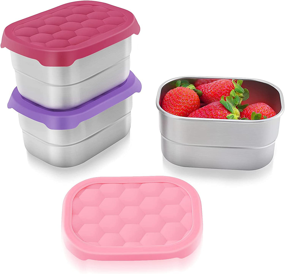 Tanjiae small 1-cup snack containers stack neatly for space-saving fridge storage.