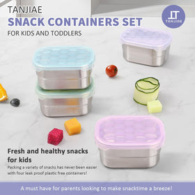 Tanjiae stackable toddler snack containers save fridge space and keep lunches organized