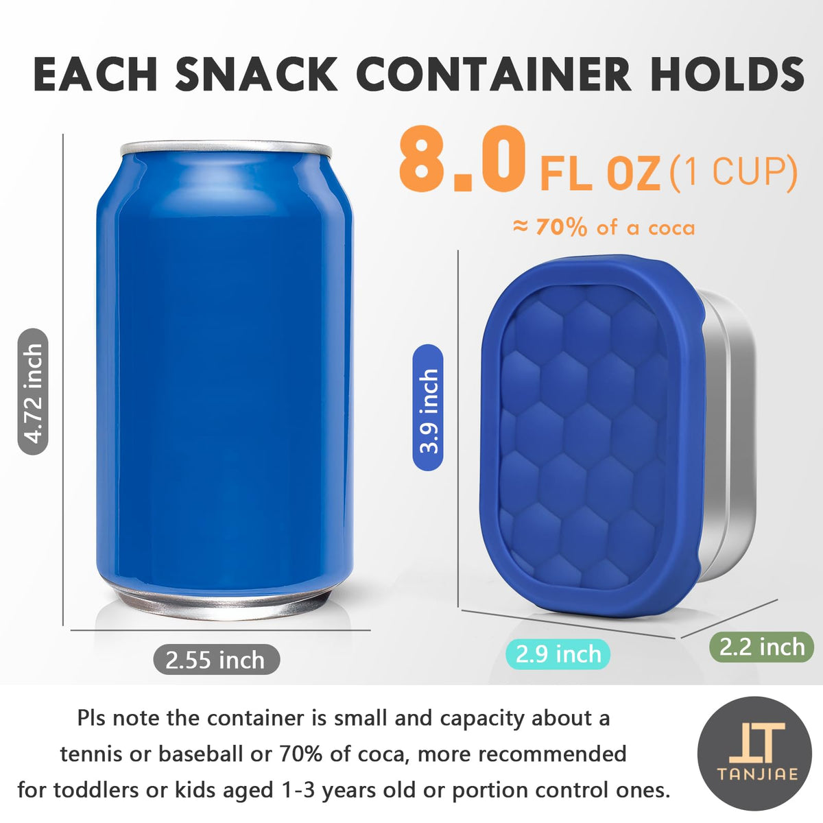 Tanjiae stainless-steel snack container, durable and safe for daily kid use.