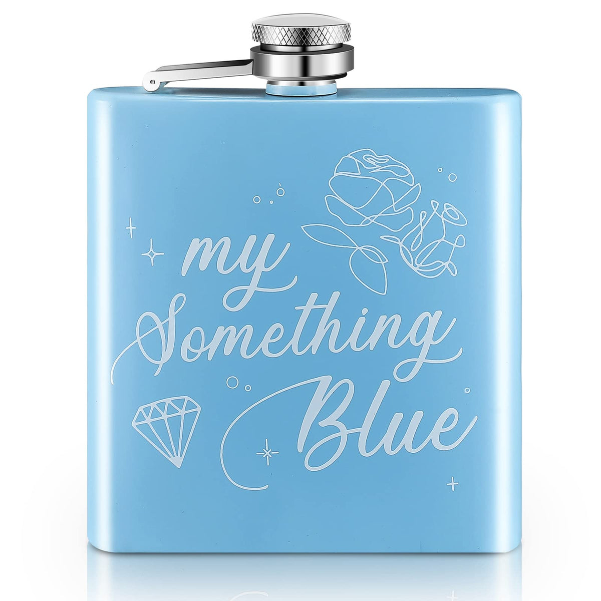 Tanlade Bride Flask blue 6oz, compact and portable for easy toasts.