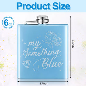 Tanlade Bride Flask blue with rose and diamond pattern, ideal for bridal gifts.
